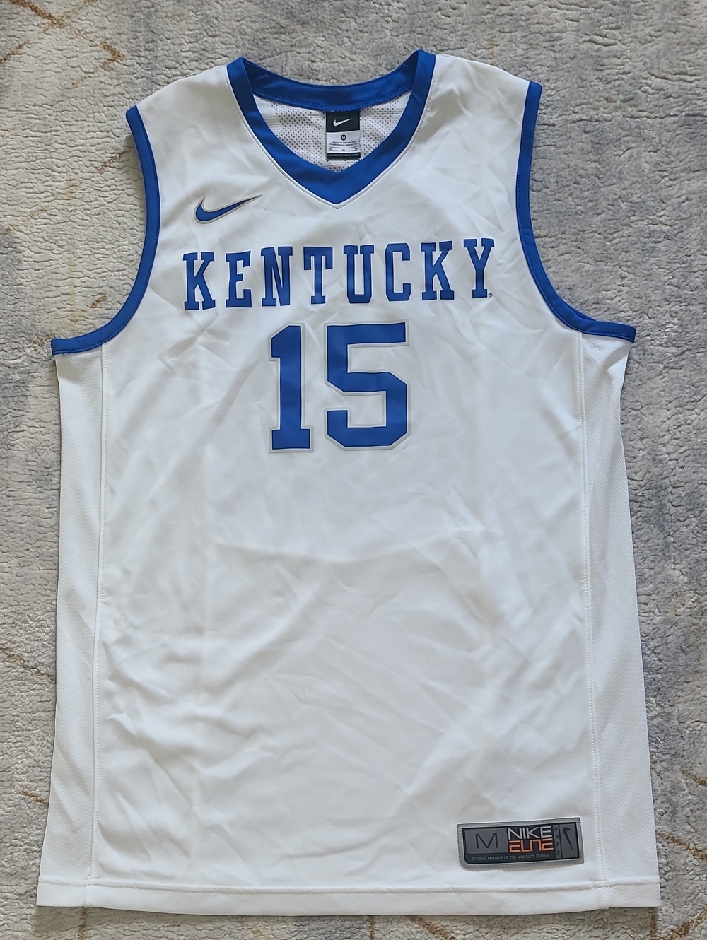 Nike Elite Kentucky Wildcats #15 Basketball Jersey Men’s M White Blue NCAA